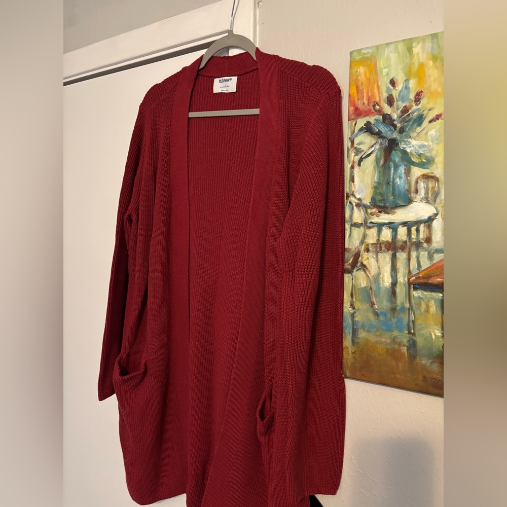 Old Navy Rich Red Open Front Cardigan - Picture 3 of 5